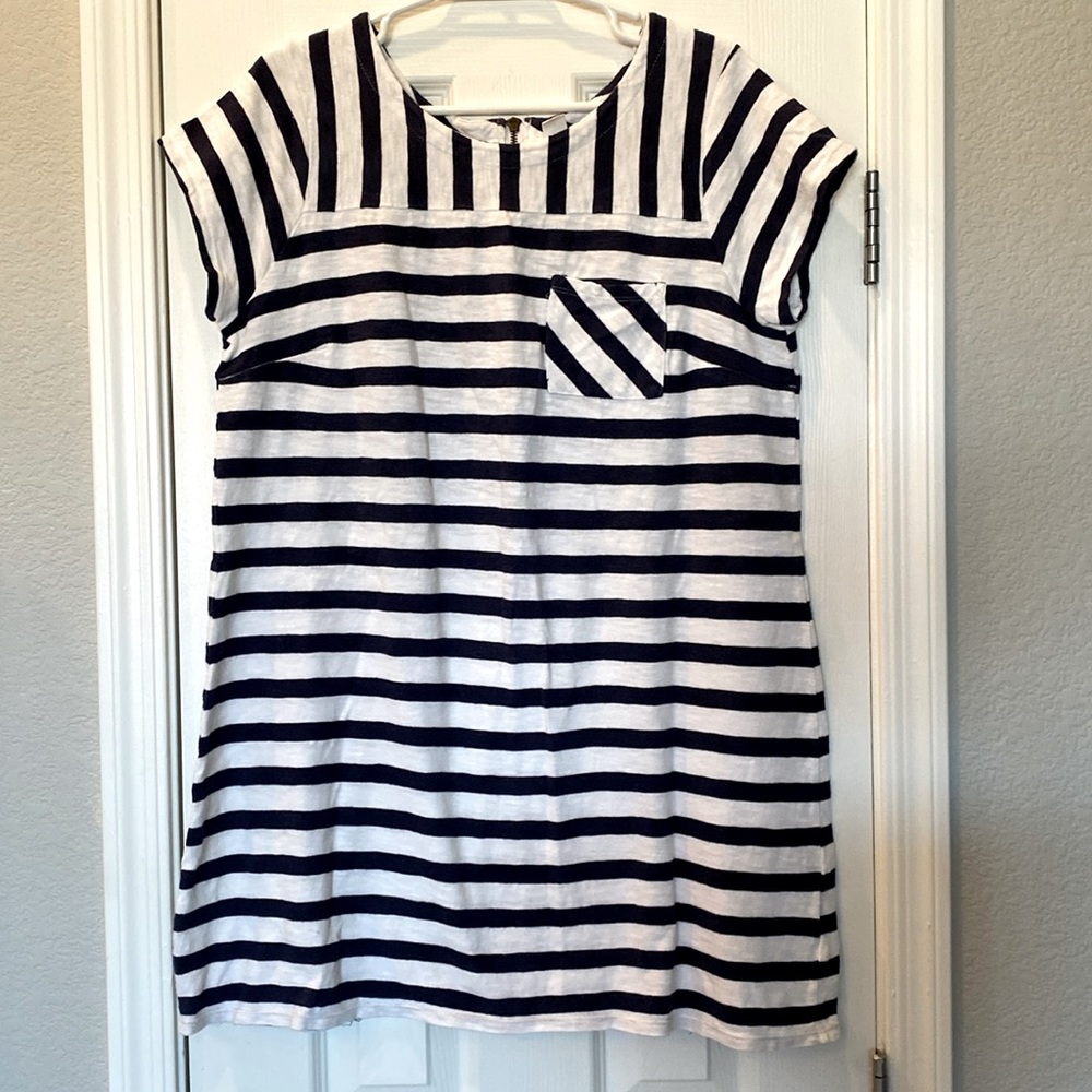 XL Old Navy Blue and White Striped Knee Length Dress. Zip closure